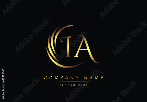 alphabet letters IA monogram logo, gold color elegant classical