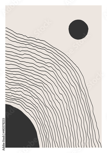 Trendy abstract creative minimal artistic hand sketched composition