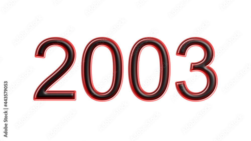 red 2003 number 3d effect white background red 2003 number 3d effect white background
