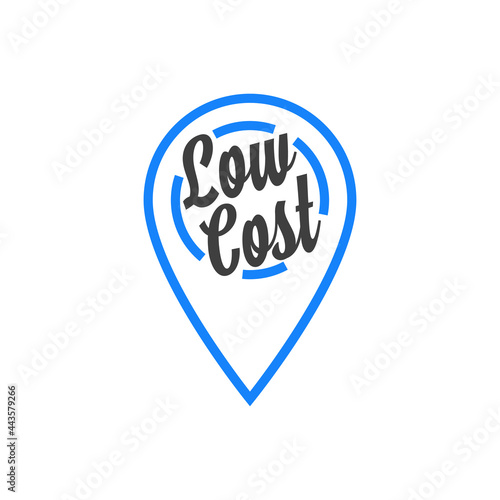 Logo con texto Low Cost en marcador de posición con lineas en color gris y azul