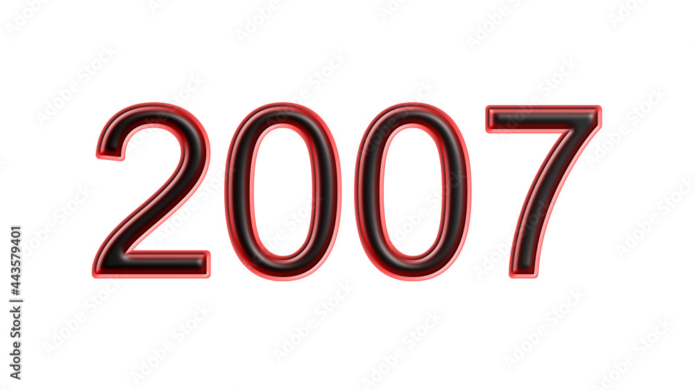 red 2007 number 3d effect white background red 2007 number 3d effect white background