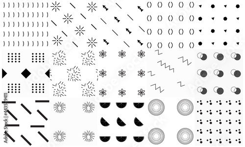Memphis Seamless pattern. set of icons for web design