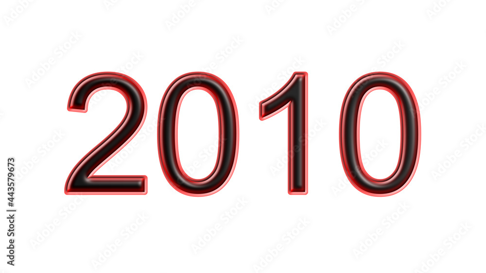 red 2010 number 3d effect white background red 2010 number 3d effect white background