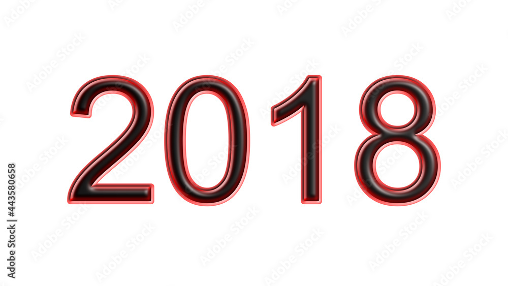 red 2018 number 3d effect white background red 2018 number 3d effect white background