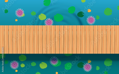 landscape of wooden bridge on the lotus swamp in daytime	