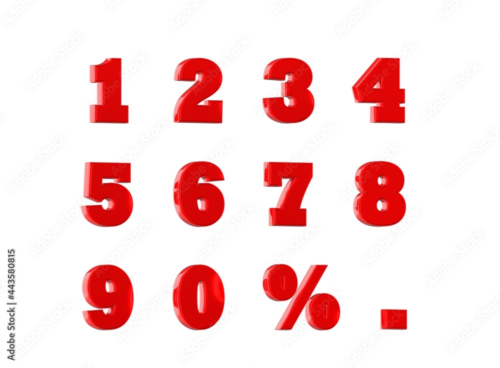 numerical-letters-with-percentage-symbol-and-a-dot-symbol-3d-illustration-stock-illustration