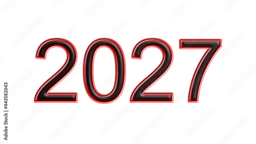 red 2027 number 3d effect white background red 2027 number 3d effect white background