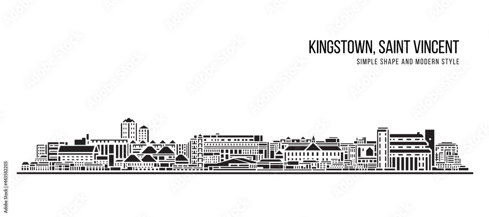 Cityscape Building Abstract Simple shape and modern style art Vector design -  Kingstown city