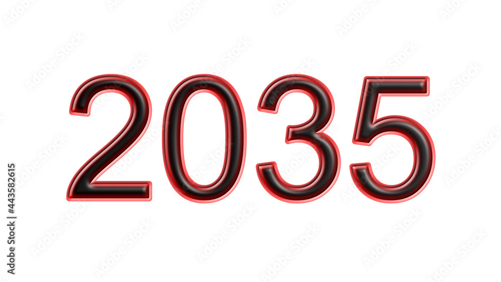 red 2035 number 3d effect white background red 2035 number 3d effect white background
