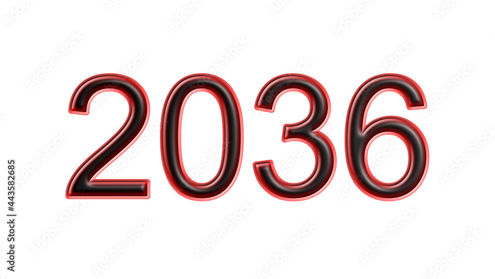 red 2036 number 3d effect white background red 2036 number 3d effect white background