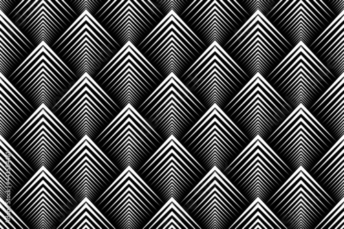 Gray geometric arrow triangle with black background, geometric pattern for three-dimensional work and background image ,black and white geometric vector, geometric arrow triangle seamless © WP_7824