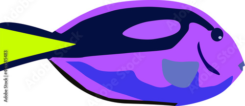 beautiful bright purple sea slave, vector drawing, isolate on white