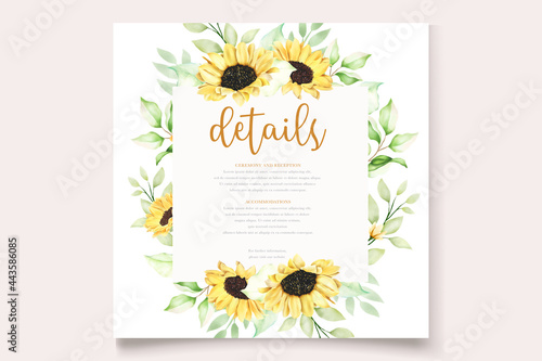 watercolor sunflower invitation card