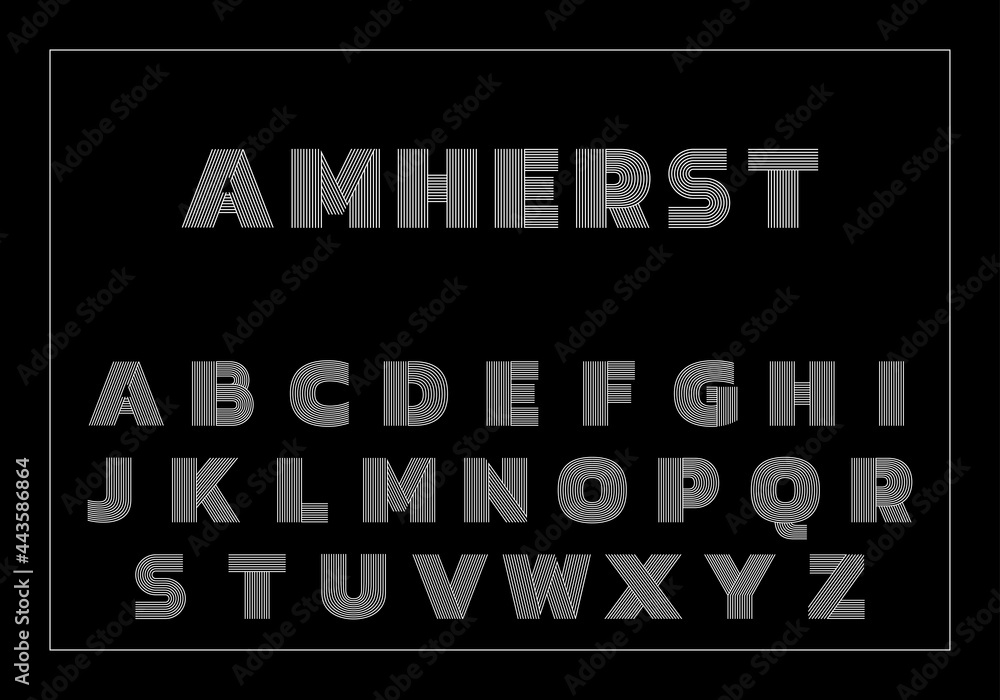 Font with lines. Modern typography typeface. Alphabet letters design. Vector illustration.