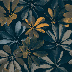 Keuken achterwand Planten patronen Donker botanisch jungle bladerenpatroon  © Lia