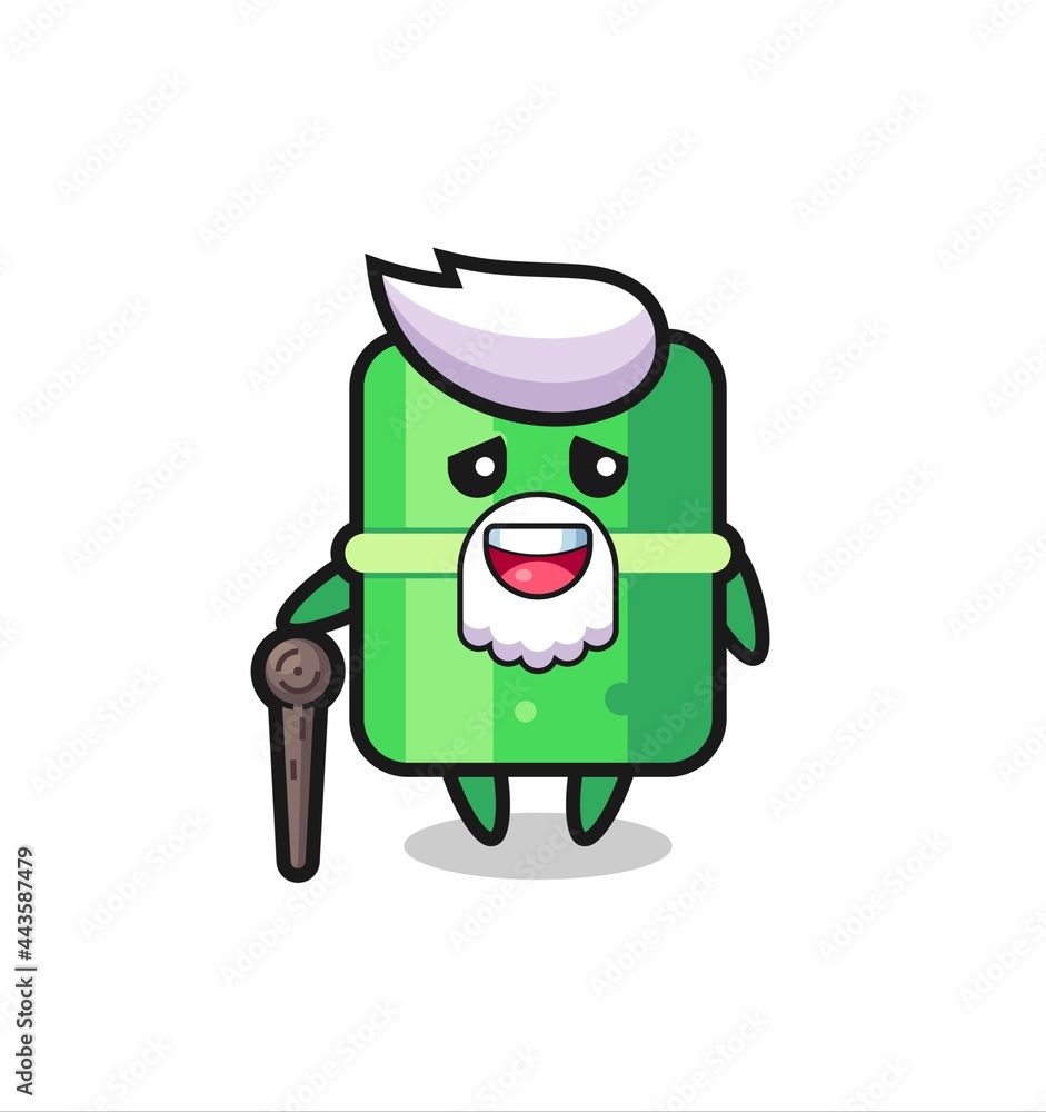 cute bamboo grandpa is holding a stick cute bamboo grandpa is holding a stick