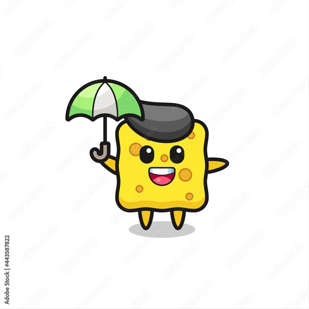 cute sponge illustration holding an umbrella cute sponge illustration holding an umbrella