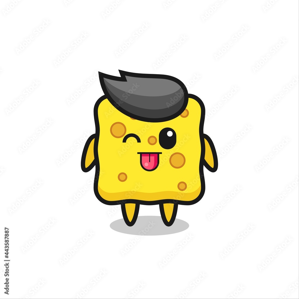 Fototapeta premium cute sponge character in sweet expression while sticking out her tongue