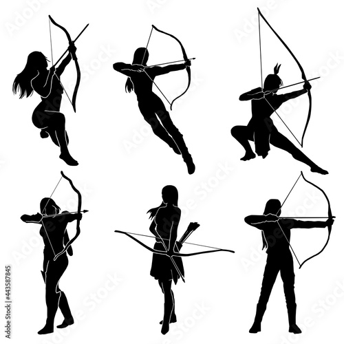 Obraz na plátně female archer warrior action pose silhouette