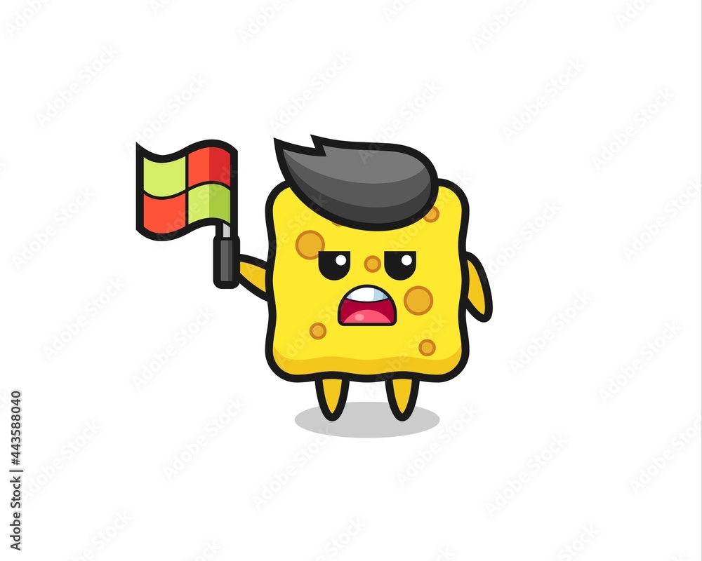 sponge character as line judge putting the flag up sponge character as line judge putting the flag up