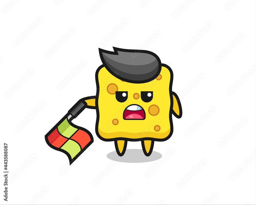 sponge character as line judge hold the flag down at a 45 degree angle sponge character as line judge hold the flag down at a 45 degree angle