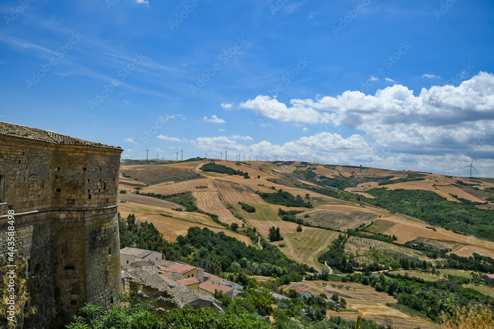 Panoramic view of Rocchetta Sant'Antonio, a medieval village of Puglia region in Italy.