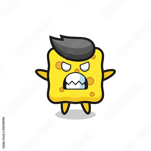 wrathful expression of the sponge mascot character
