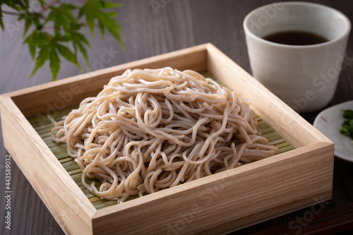 日本のざるそばを食べる