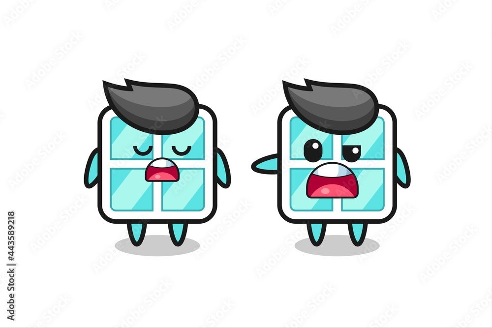 illustration of the argue between two cute window characters illustration of the argue between two cute window characters