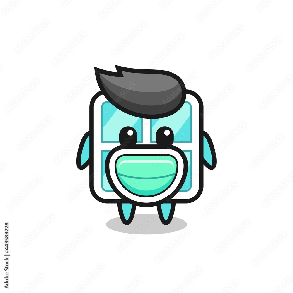 cute window cartoon wearing a mask cute window cartoon wearing a mask
