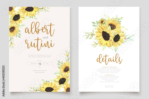 watercolor sunflower invitation card