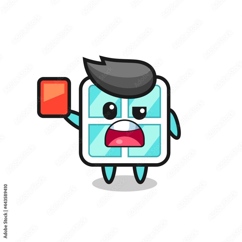 window cute mascot as referee giving a red card window cute mascot as referee giving a red card