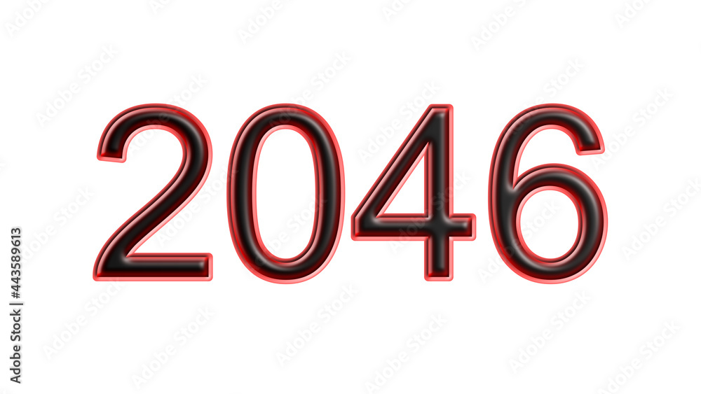 red 2046 number 3d effect white background red 2046 number 3d effect white background