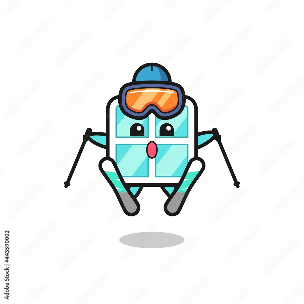 window mascot character as a ski player window mascot character as a ski player