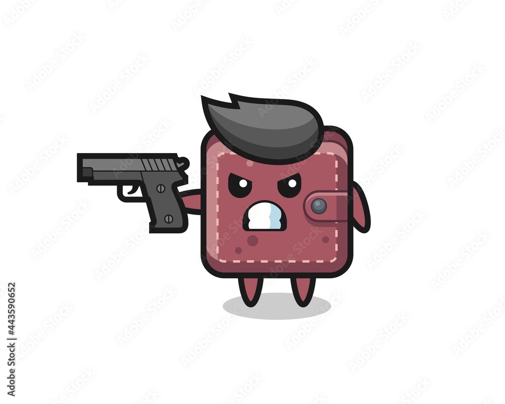 the cute leather wallet character shoot with a gun the cute leather wallet character shoot with a gun