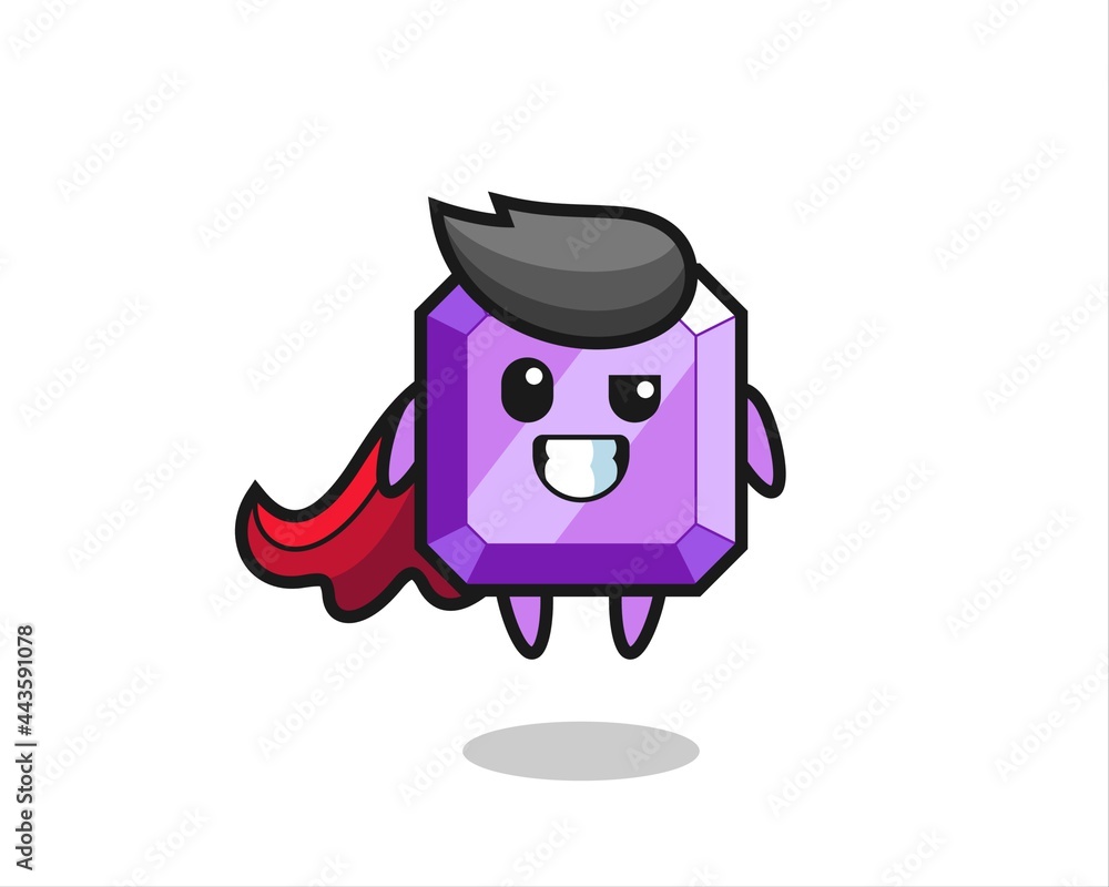 the cute purple gemstone character as a flying superhero the cute purple gemstone character as a flying superhero