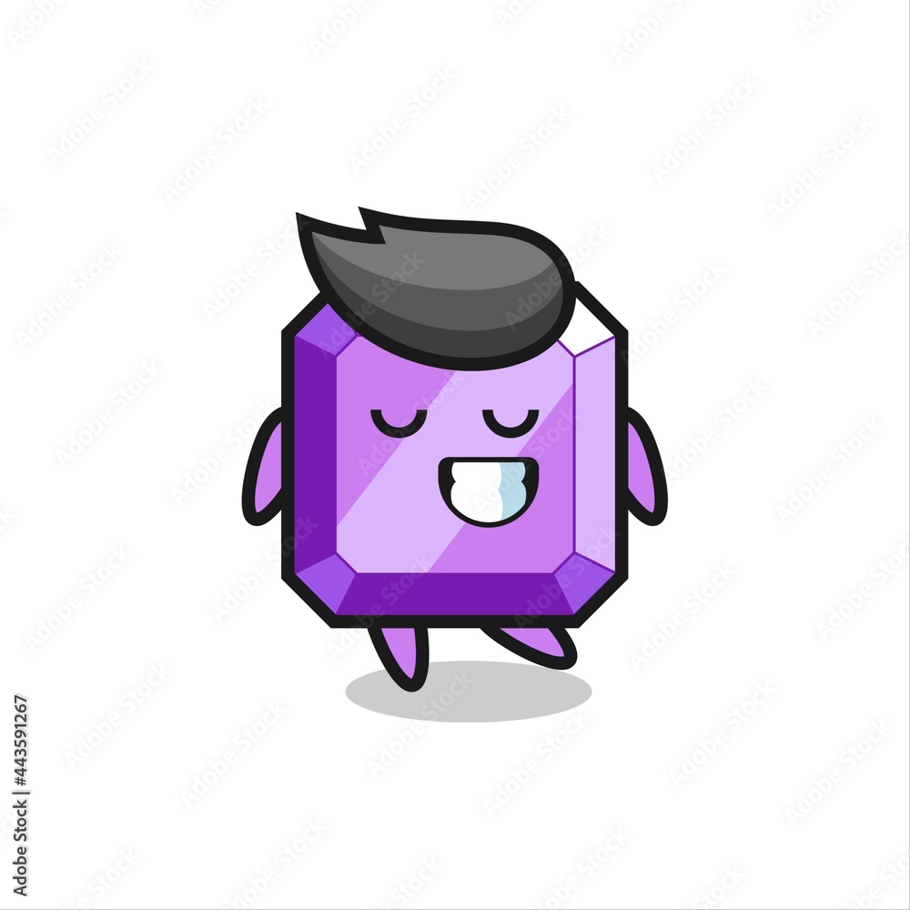 purple gemstone cartoon illustration with a shy expression purple gemstone cartoon illustration with a shy expression