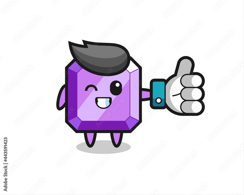 cute purple gemstone with social media thumbs up symbol cute purple gemstone with social media thumbs up symbol