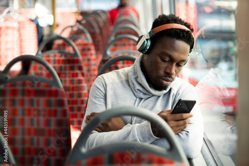 Photography Man riding the bus alone