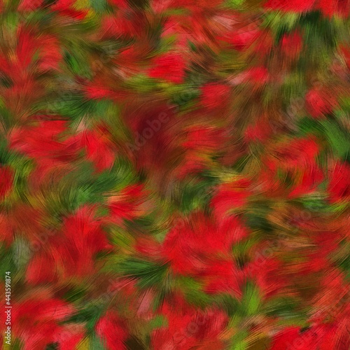 Seamless faux digital painted floral pattern print. High quality illustration. Procedural painting with realistic brush strokes in impressionistic style. Abstract art for surface design and print. © NinjaCodeArtist