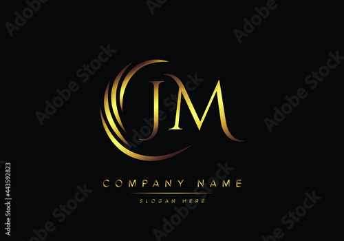 alphabet letters JM monogram logo, gold color elegant classical