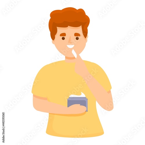 Student face cream icon cartoon vector. Boy skin wash. Man acne care