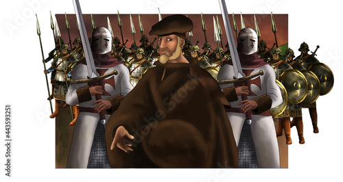 Quadro em tela commander standing in front of the crusader army