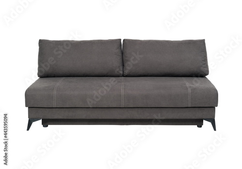 Dark brown sofa on white background, isolated