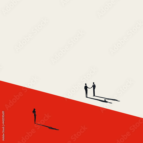 Business inequality in career opportunities vector concept. Symbol of discrimination, unfairness. Minimal illustration.