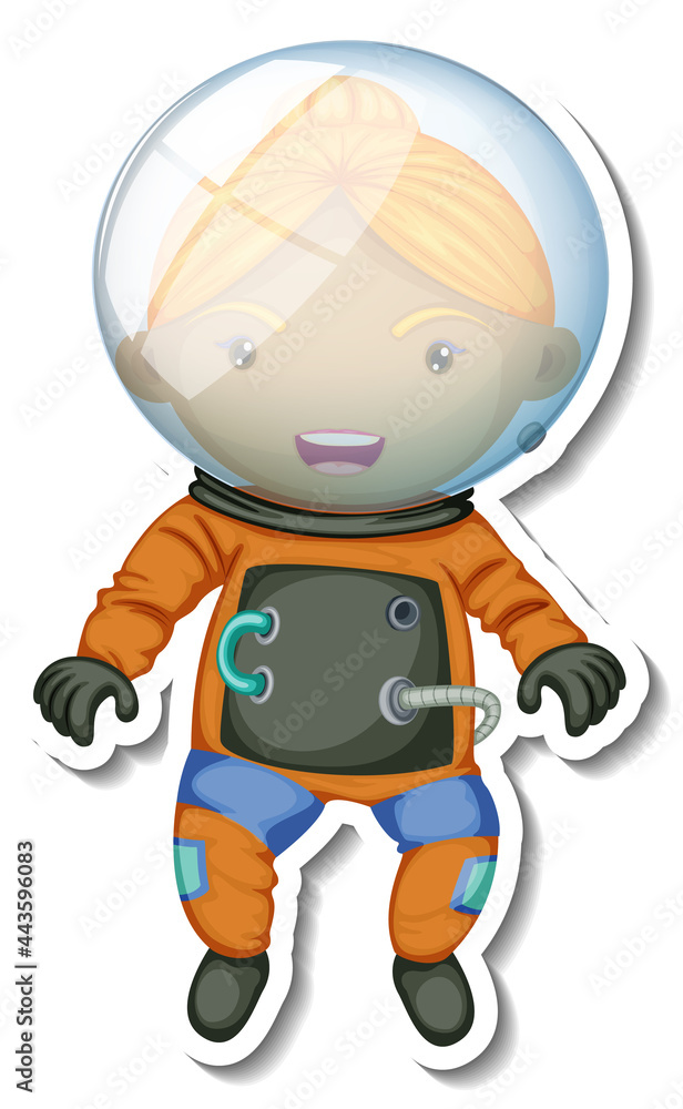 A sticker template with an astronaut cartoon character isolated A sticker template with an astronaut cartoon character isolated