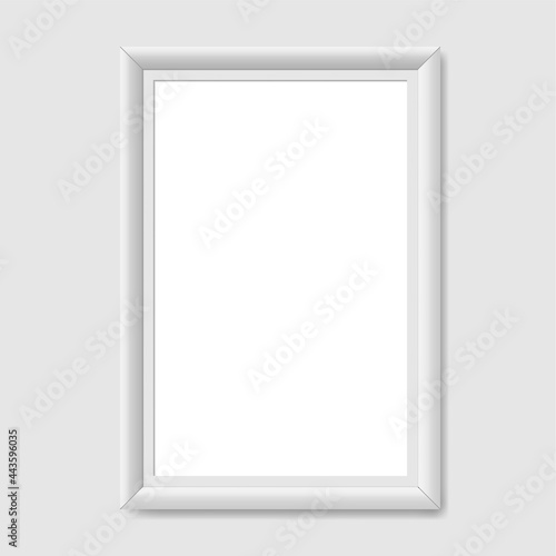 White blank picture frame  realistic vertical picture frame  A4. Empty white picture frame mockup template isolated. Vector illustration