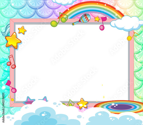 Blank banner on pastel fish scales background