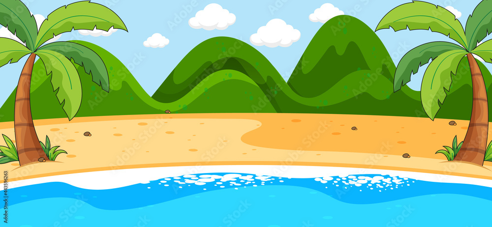Empty scene with beach landscape and mountain