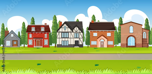 Suburban landscape with many houses